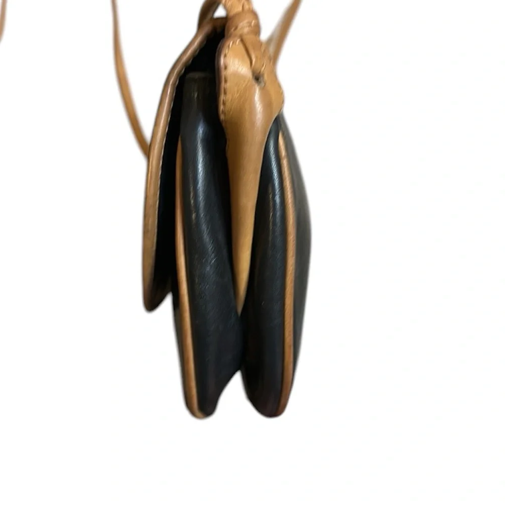 Celine Triomphe Vintage Black Leather Shoulder Bag w/Golden Trim. Comes with COA
